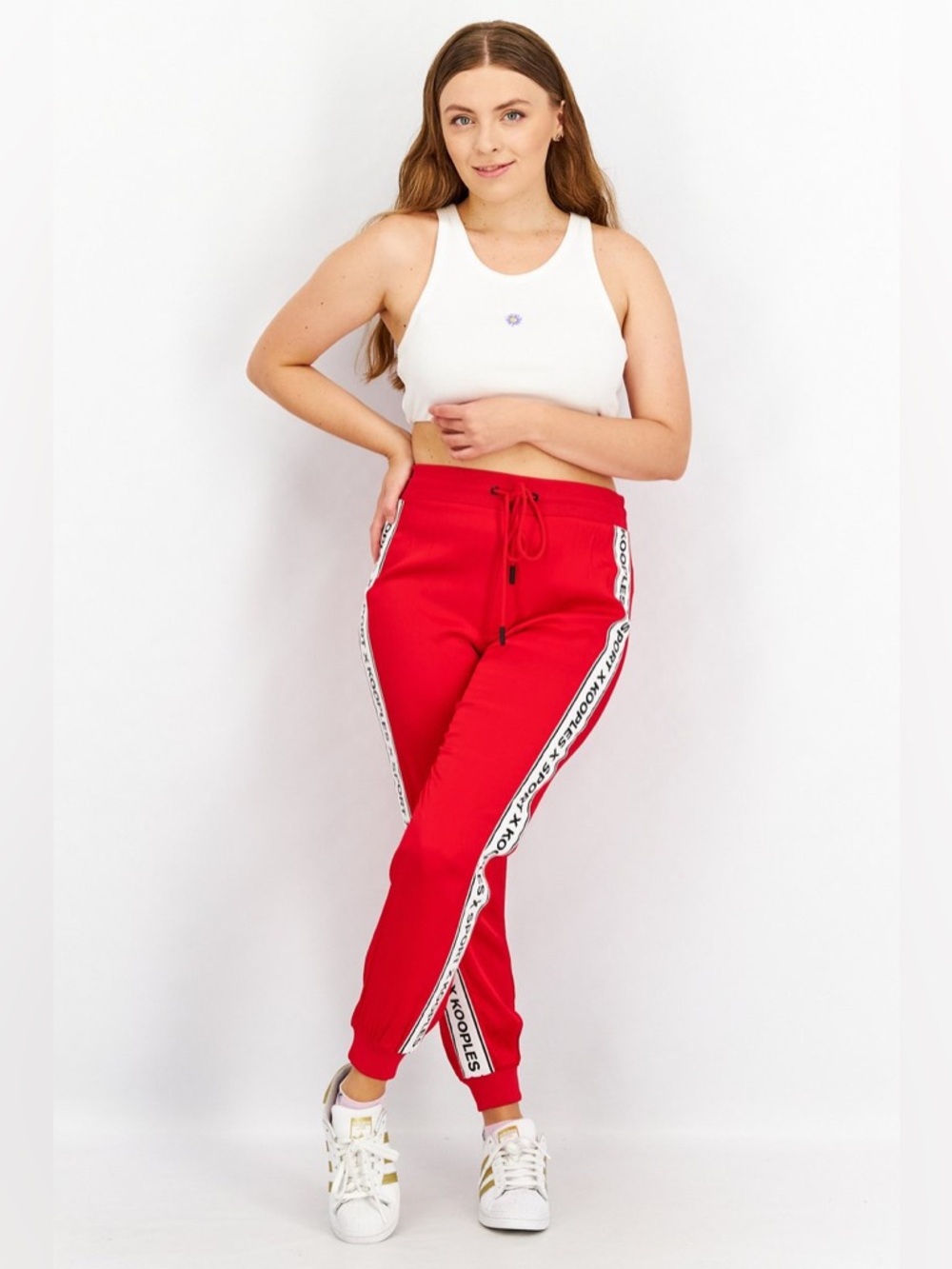 NWT. The Kooples. Logo X Line Red Joggers. Size 2.